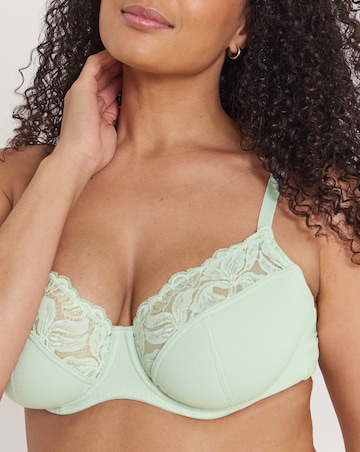 Pretty Secrets (3 Pack) Harper Lace Ribbed Full Cup Bras (B-G) Navy/Green
