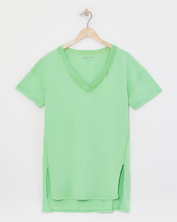 Simply Be Green Oversized Exposed Seam V Neck T-Shirt