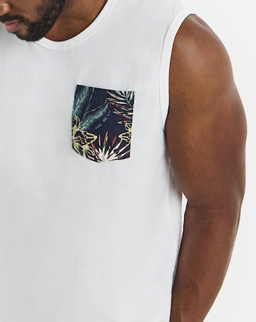 Jack & Jones Honolulu Printed Pocket Tank 2 Pack - Navy/White