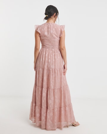 Maya Deluxe Jacquard Tiered Hem Maxi Dress
