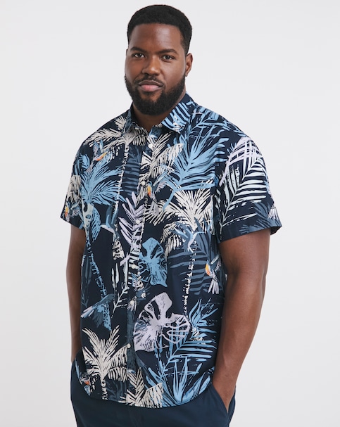 Jack & Jones Hawaii Print Shirt - Navy