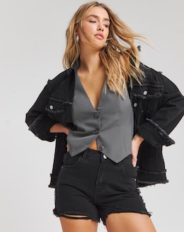 Simply Be Black Frayed Hem Short