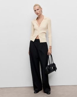 Mango Cream Collared Cardigan