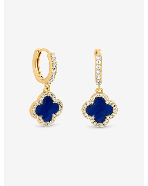 Jon Richard Gold Plated and Lapis Clover Huggie Earrings