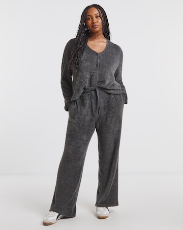 Grey Marl Fluffy V Neck Cardigan