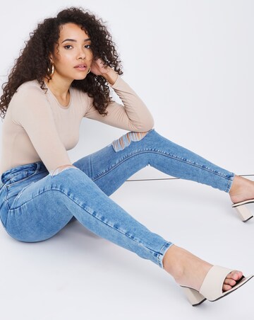 Chloe Stonewash Ripped High Waist Skinny Jeans