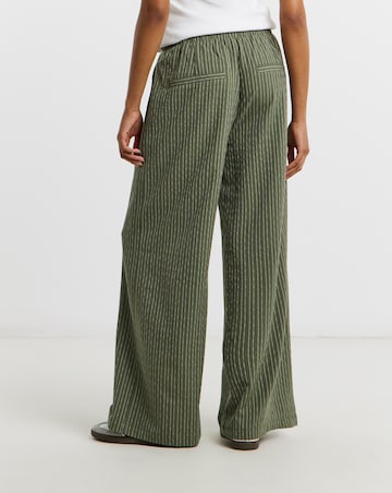 Simply Be Khaki Pinstripe Tie Waist Adjustable Peg Leg Trouser