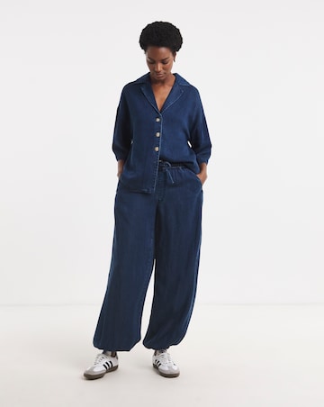 Blue Lyocell Denim Balloon Leg Jogger Jeans