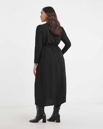 Black Historic Detail Crepe Midi Dress