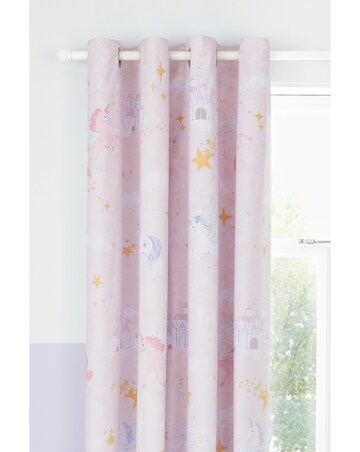 Catherine Lansfield Fairytale Unicorn Eyelet Curtains Two Panels
