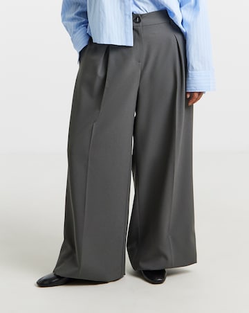 Charocal Elastic Back Pleated Wide Leg Trousers