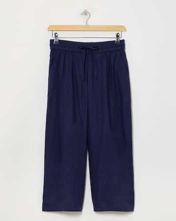 Navy Linen Mix Wide Leg Culotte