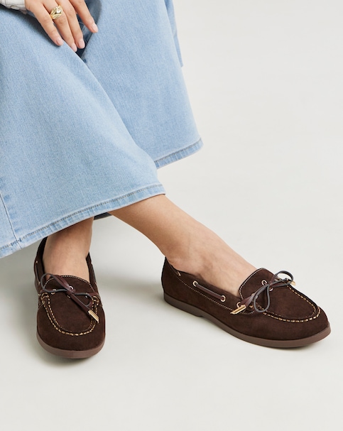 Lara Suede Boat Shoes - Wide Fit (E)