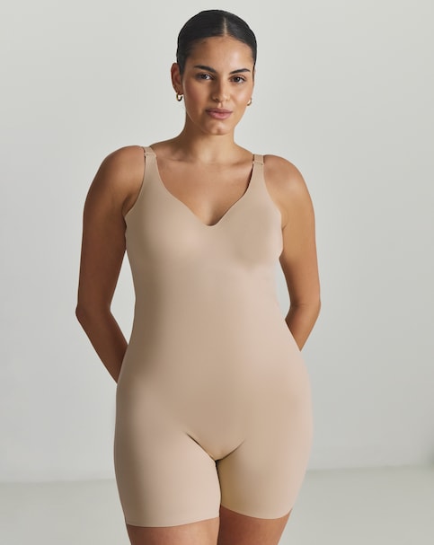 Miraclesuit Showstopper Low Back All In One Firm Control Bike Short Warm Beige
