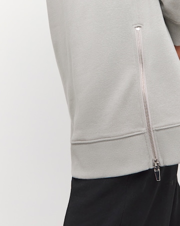 Grey Side Zip Longline Sweatshirt
