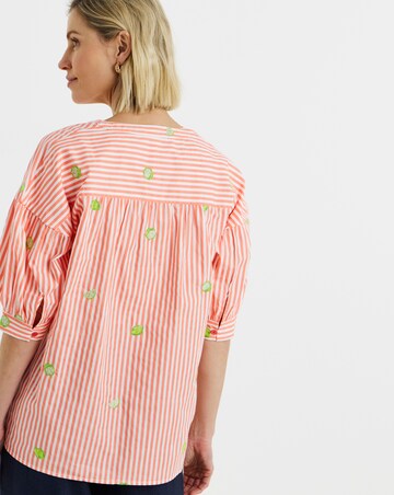 Embroidered Stripe Tunic Top