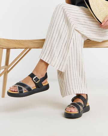 Heavenly Feet Dina Stitch Detail Buckle Sandals - Extra Wide Fit (EEE)