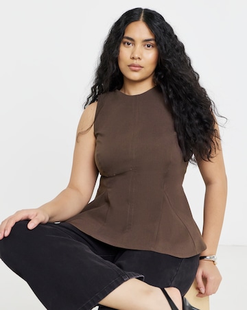 Chocolate Stretch Fit and Flare Blouse