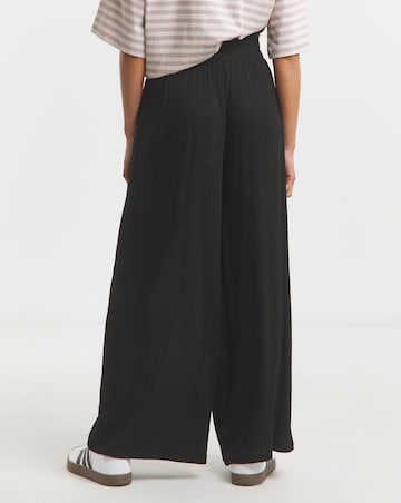 Crinkle Shirred Waist Wide Leg Trousers