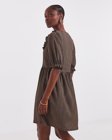 Simply Be Gingham Waffle Frill Detail Skater Dress