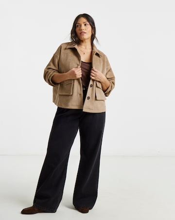 Simply Be Tan Suedette Pocket Shacket