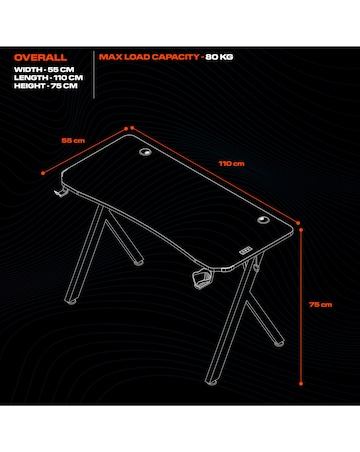 X Rocker Lumio Compact Gaming Desk with 3-Sided App-Controlled LED Lighting