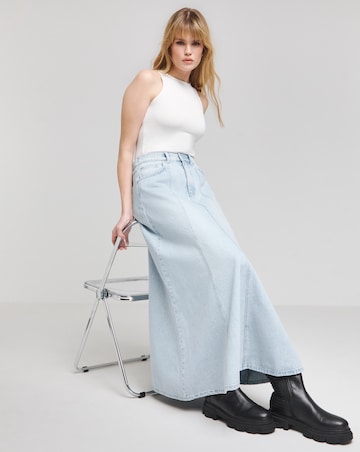 Simply Be Light Wash A Line Maxi Denim Skirt