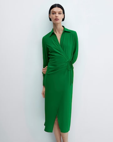 Mango Green Wrap Front Bilma Midi Dress