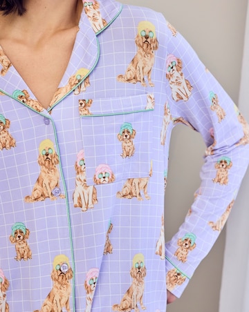 Chelsea Peers Classic Button Up Pyjama Set Spa Dogs Print