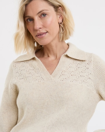 Pointelle Henley Knitted Jumper
