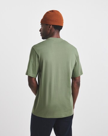 Union Embroid T-Shirt Long Length-Olive