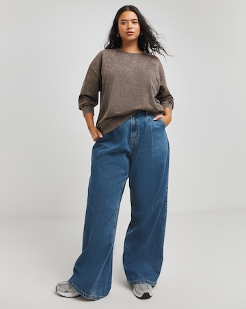 Chocolate Acid Wash Seam Detail Sweatshirt