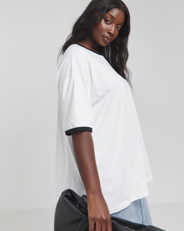 White Oversized Contrast Ringer T-Shirt