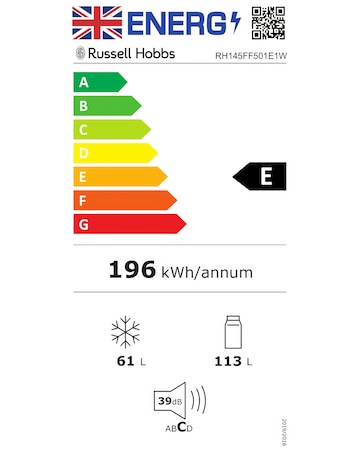 Russell Hobbs RH145FF501E1W 50cm Fridge Freezer White - 144cm Height
