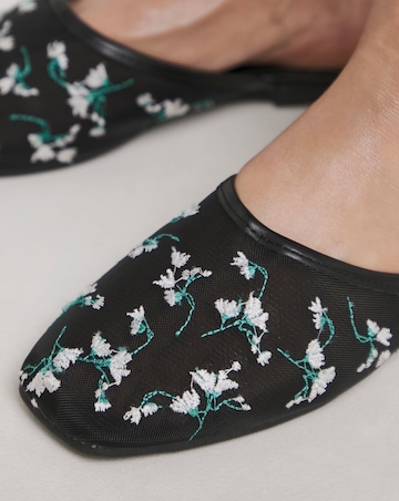 Cherish Embroidered Detail Mules - Wide Fit (E)
