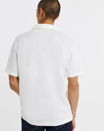 Lacoste Short Sleeve Open Neck Linen Blend Polo - White