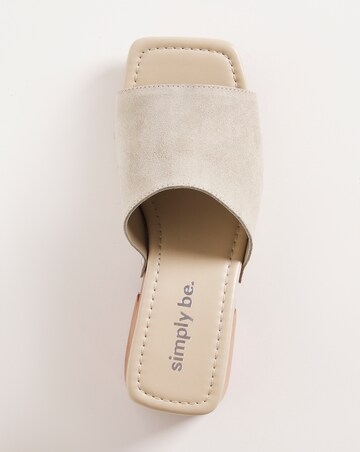 Sage Wooden Block Heeled Suede Clog Sandals Ex Wide Fit