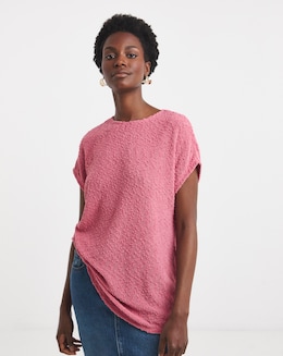 Boucle Longline Curved Hem Top