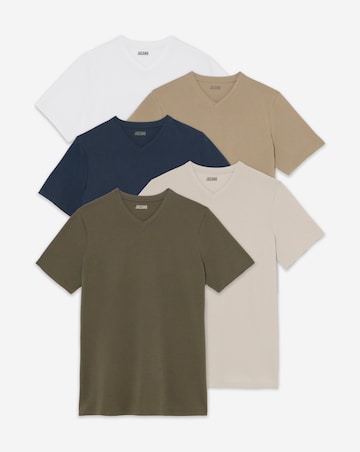 5 Pack Multi V Neck T-Shirts Long