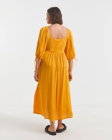 Simply Be Yellow Crinkle Soft Volume Midi Dress