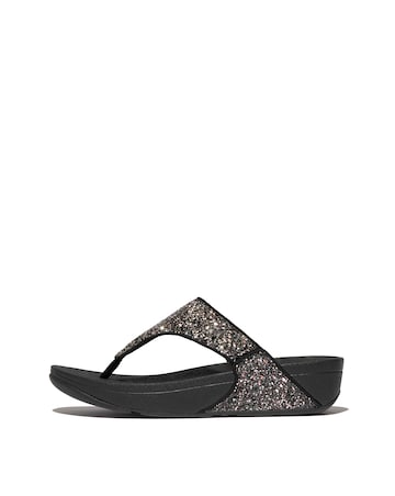 Fit Flop Black Multi Lulu Glitter Toe-Post Sandals -Standard Fit (D)