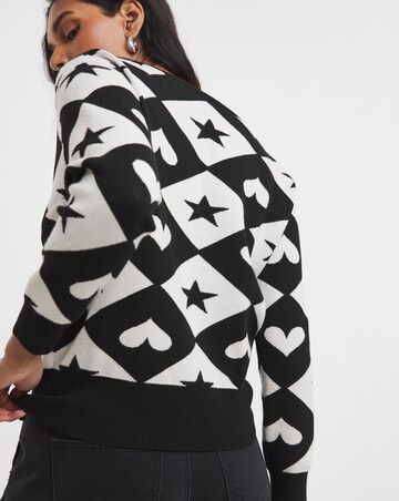 Simply Be Heart & Stars Checkerboard Cardigan