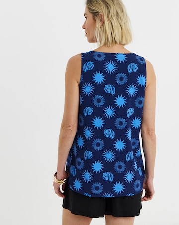 Printed V Neck Woven Vest