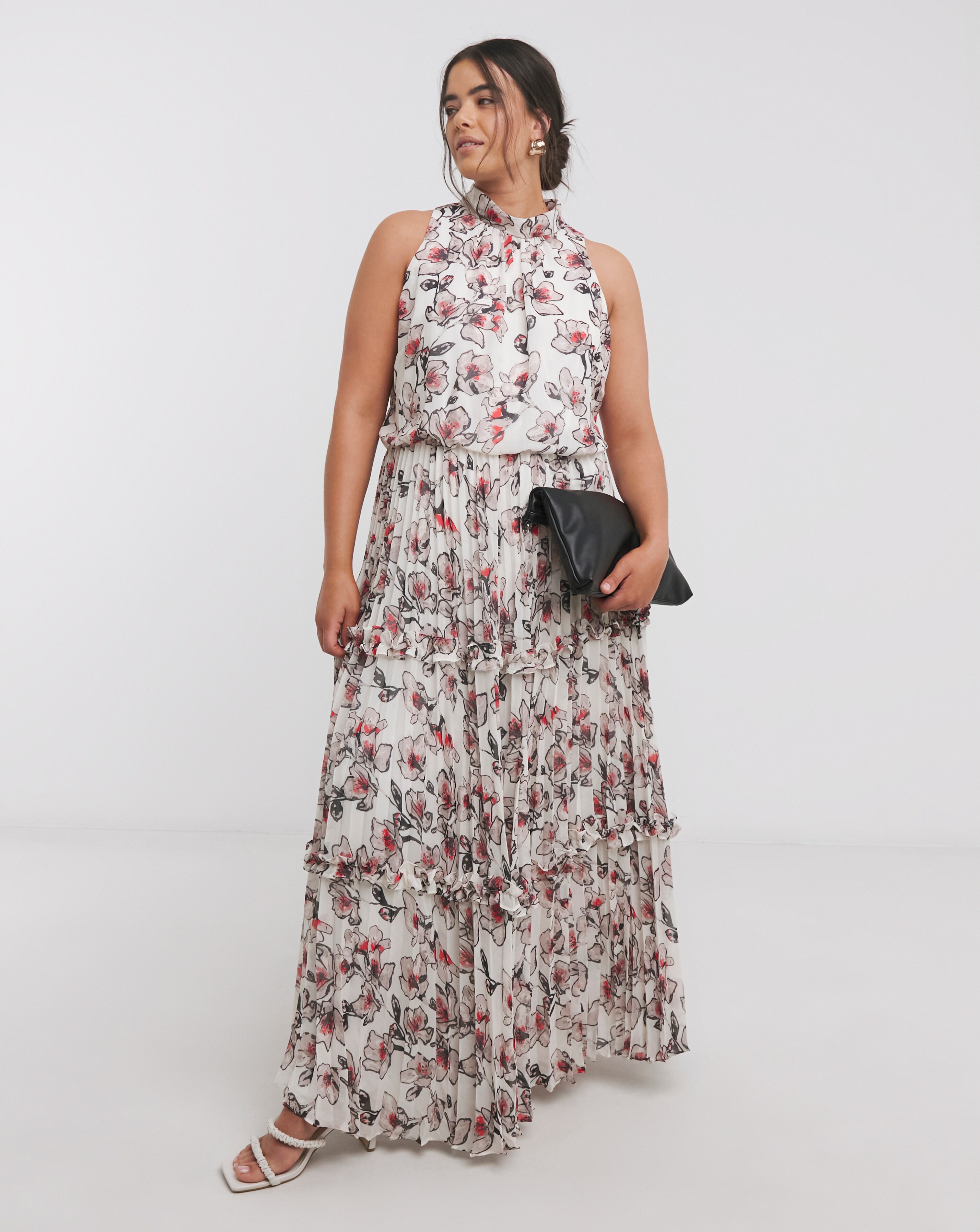 Joanna Hope Ruffle Pleated Dress