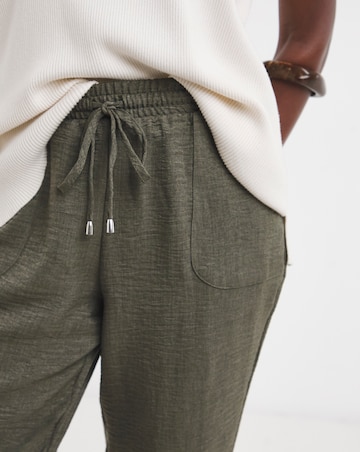 Khaki Textured Tapered Trouser