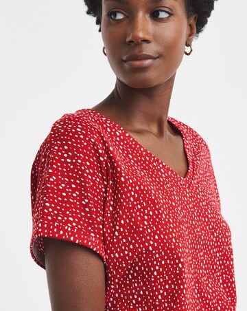 Red Spot V-Neck Short Sleeve T-Shirt