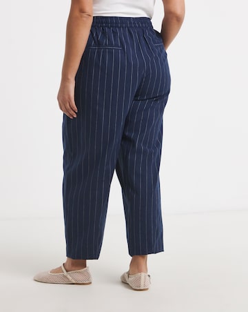 Simply Be Navy Pinstripe Barrel Trouser