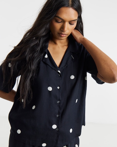 Simply Be Mono Spot Print Boxy Half Sleeve Shirt