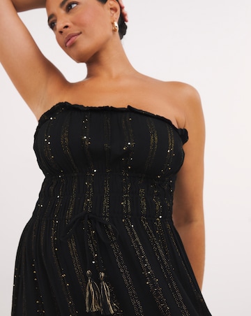 Lurex Bandeau Maxi Beach Dress