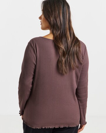 Simply Be Mocha Long Sleeve Button Through Ribbed Cardi